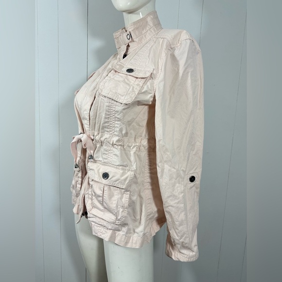 Calvin Klein Women Sz L Light pink Military Style Rolled Sleeve Utility Jacket - Picture 2 of 11